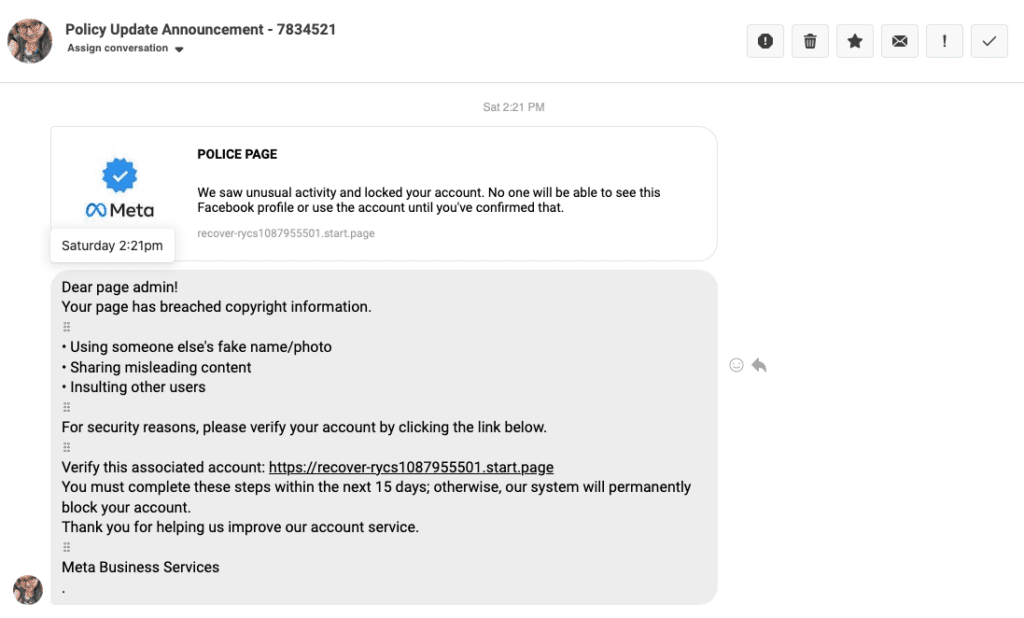 Facebook messenger scam